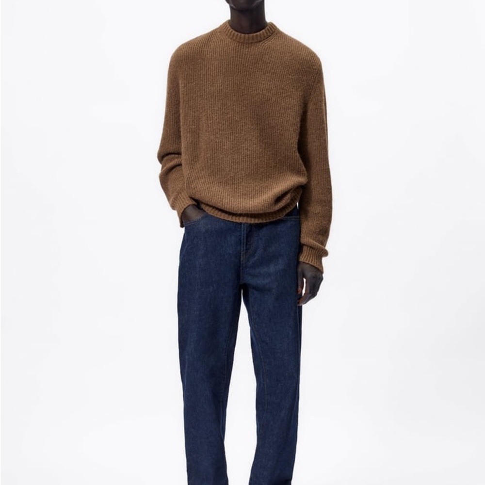 ZARA MAN EDITION SYNTHETIC ALPACA‎ WOOL SWEATER - CARAMEL